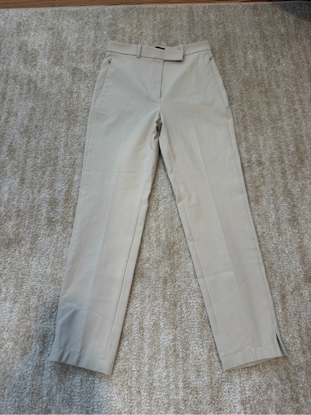 Theory Straight Leg Tailored Pants in Light Cream